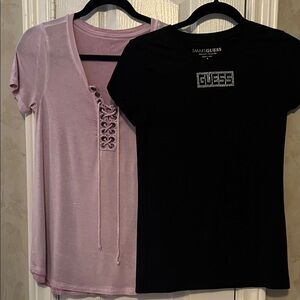 Bundle 2 t-shirts Guess Black and Light Purplish American Eagle Short Sleeve
